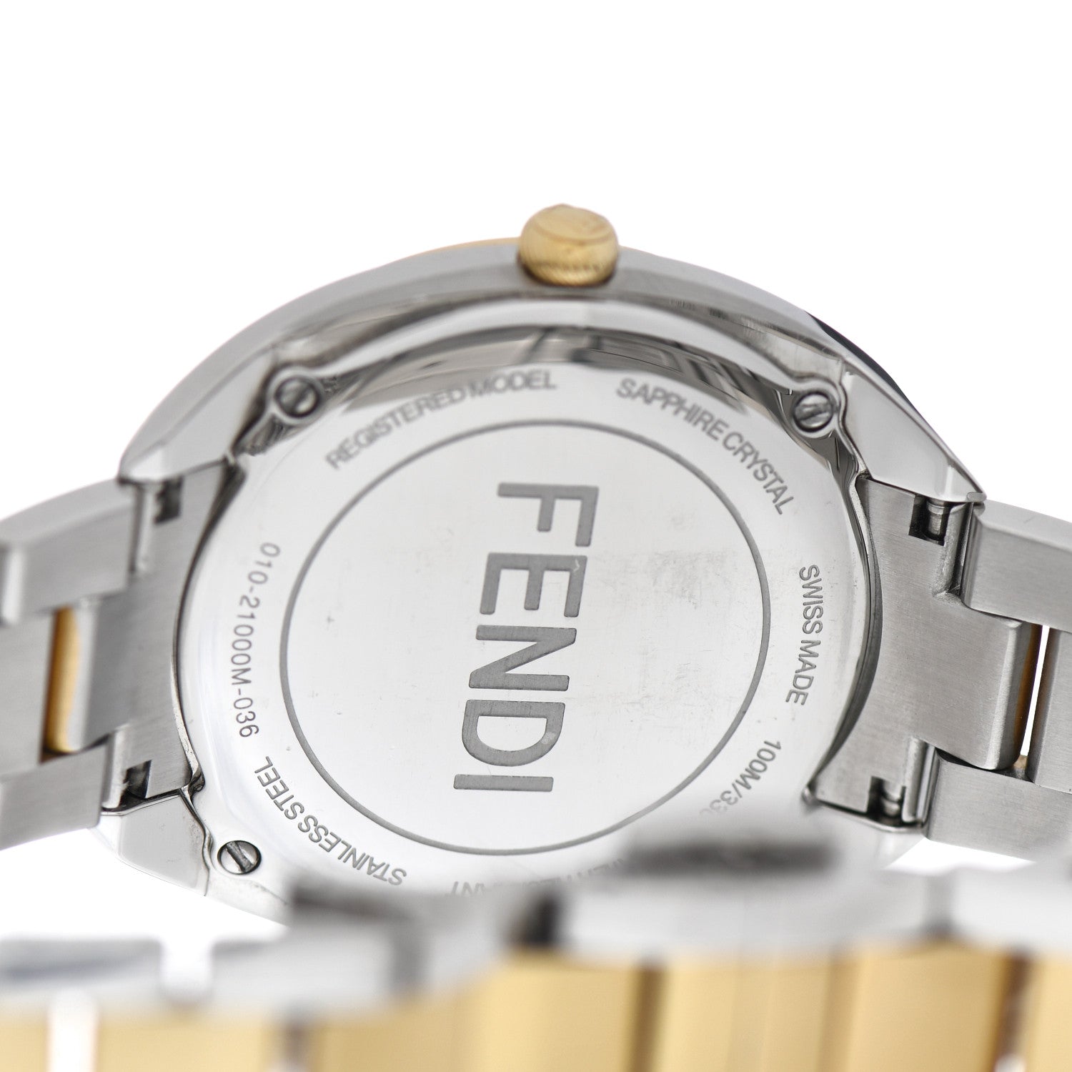 Fendi Stainless Steel Diamond Mother of Pearl 34mm Momento Two Tone Quartz Watch 4 of 5