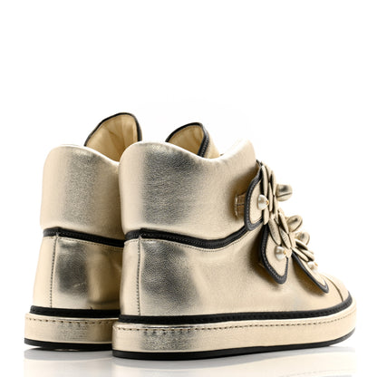 Chanel Metallic Lambskin Camellia High Top Sneakers 41 Gold 4 of 11