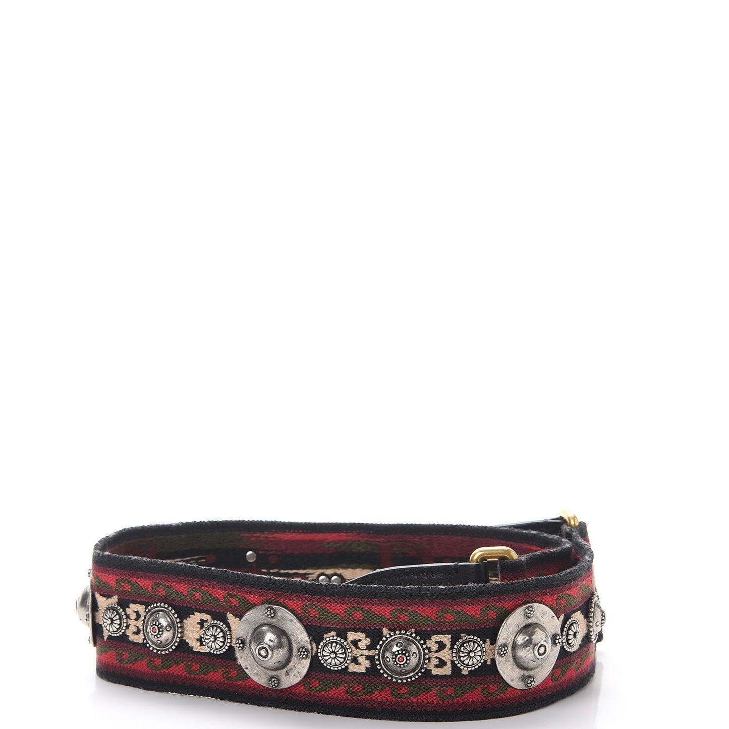 Canvas Embroidered Studded Bohemian Shoulder Strap Red