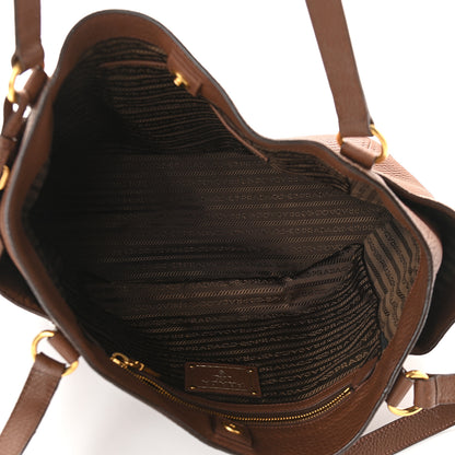 Prada Vitello Daino Double Pocket Shoulder Bag Bruciato 7 of 9