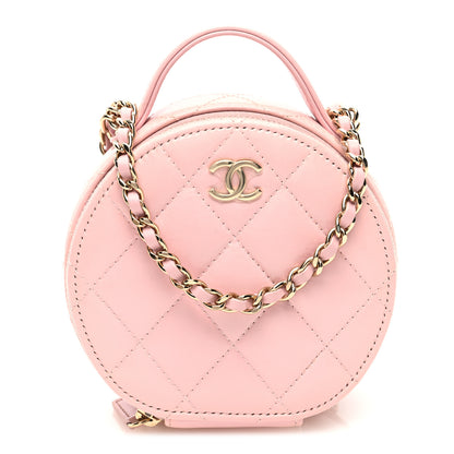 Chanel Lambskin Quilted Round Handle With Care Vanity With Chain Pink 1 of 11