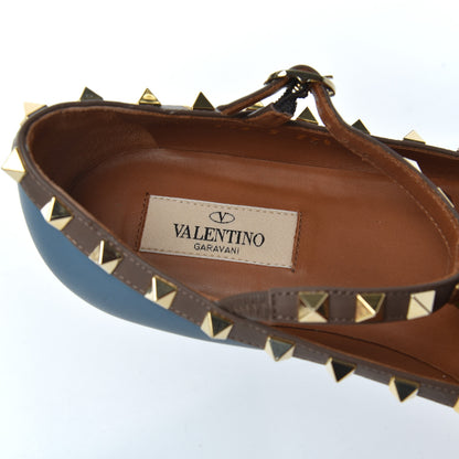 Valentino Garavani Nappa Rockstud Cage Ballerina Flats 37.5 Slate Blue 7 of 8