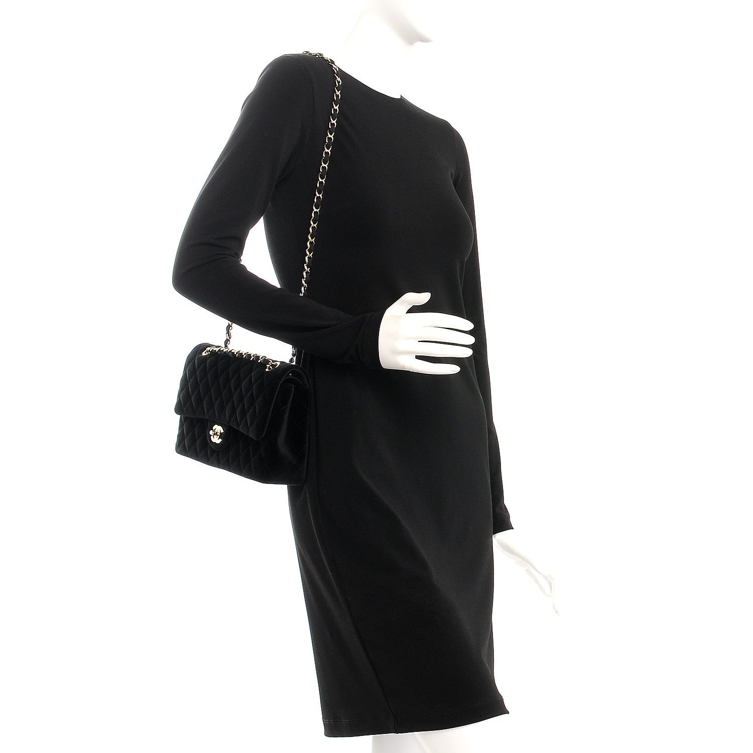 Chanel Velvet Quilted Medium Double Flap Black 2 of 9