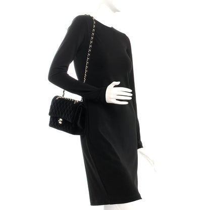 Chanel Velvet Quilted Medium Double Flap Black 2 of 9