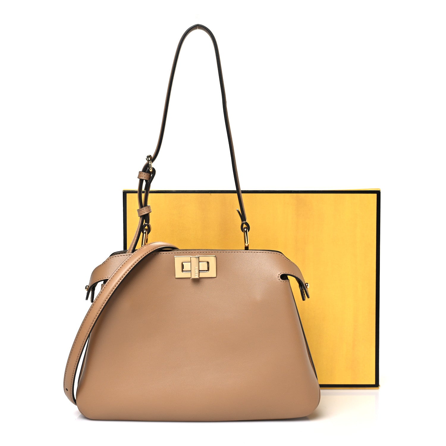 Fendi Vitello Small Soft Peekaboo Satchel Cappuccino 1794338