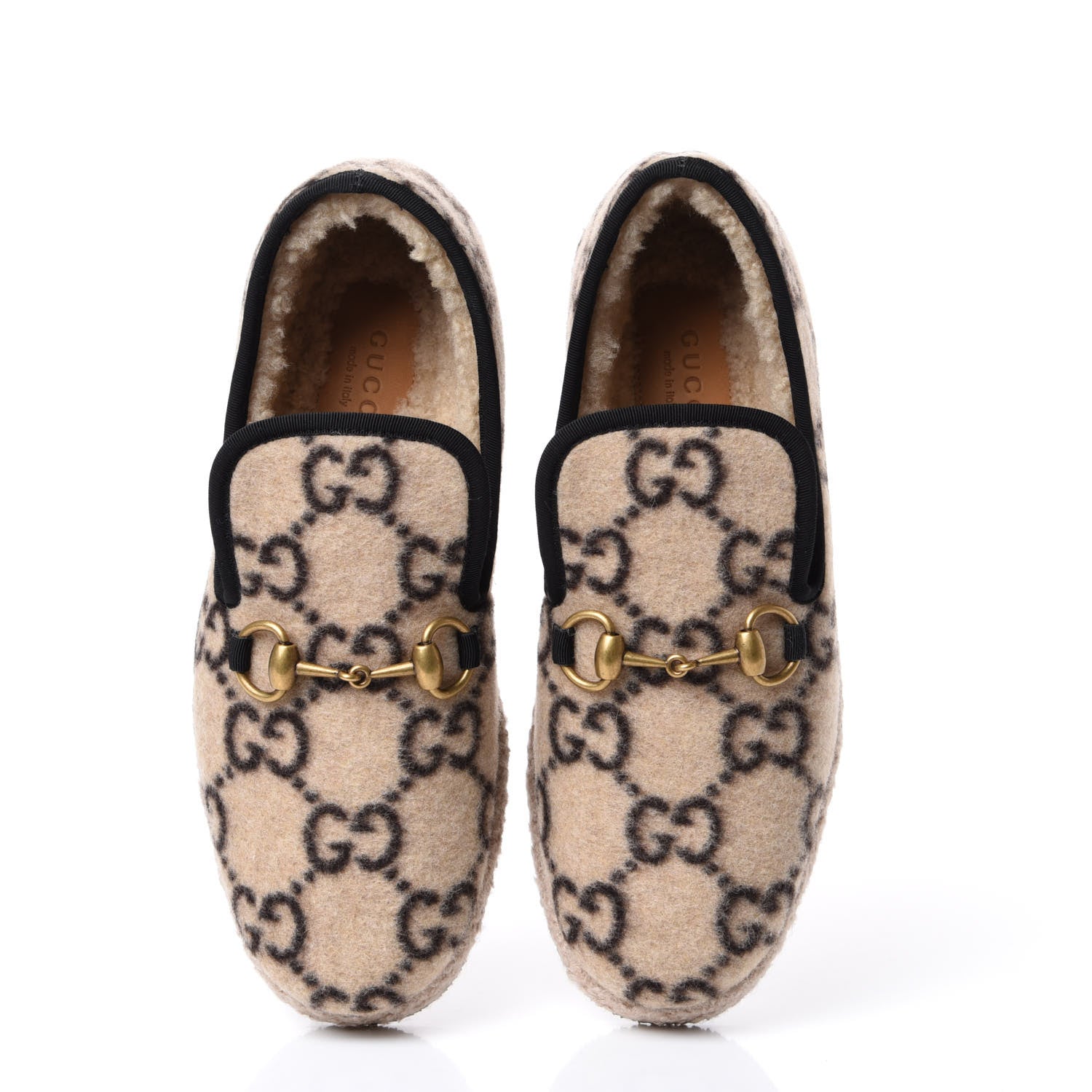 Gucci Covered Wool GG Monogram Womens Fria Horsebit Loafers 36 Beige Ebony Black Butterscotch 5 of 11