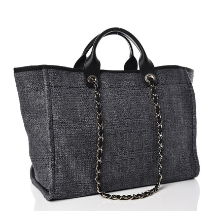 Chanel Woven Straw Raffia Large Deauville Tote Grey 4 of 10