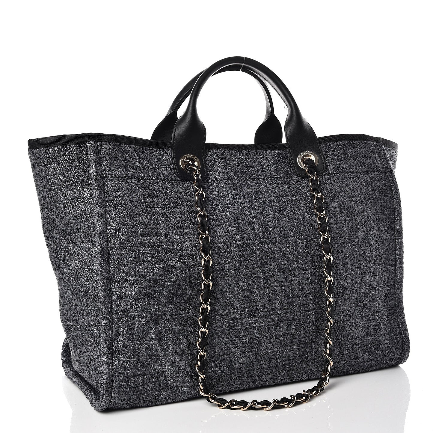 Woven Straw Raffia Large Deauville Tote Grey