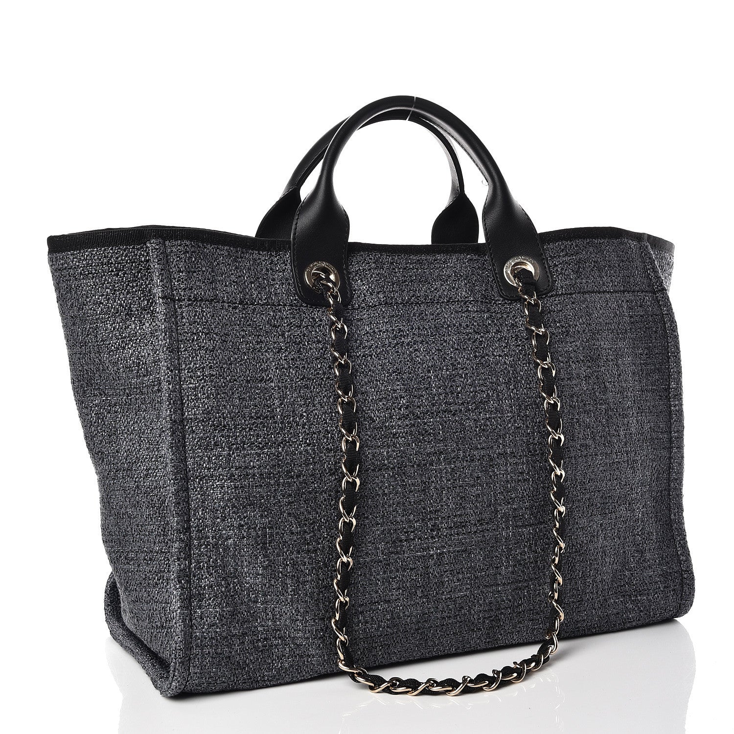 Chanel Woven Straw Raffia Large Deauville Tote Grey 4 of 10