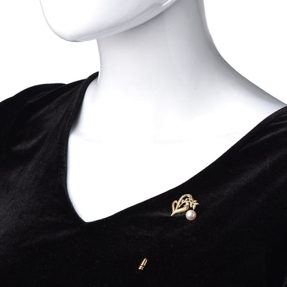Mikimoto 18K Yellow Gold Pearl Brooch 4 of 5