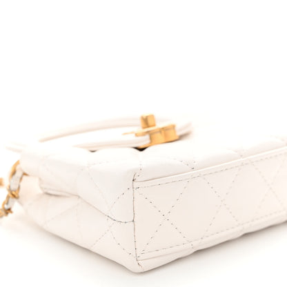 Chanel Shiny Aged Calfskin Quilted Mini Nano Kelly Shopper White 8 of 9