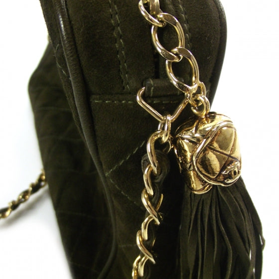 Suede Tassel Camera Bag Green