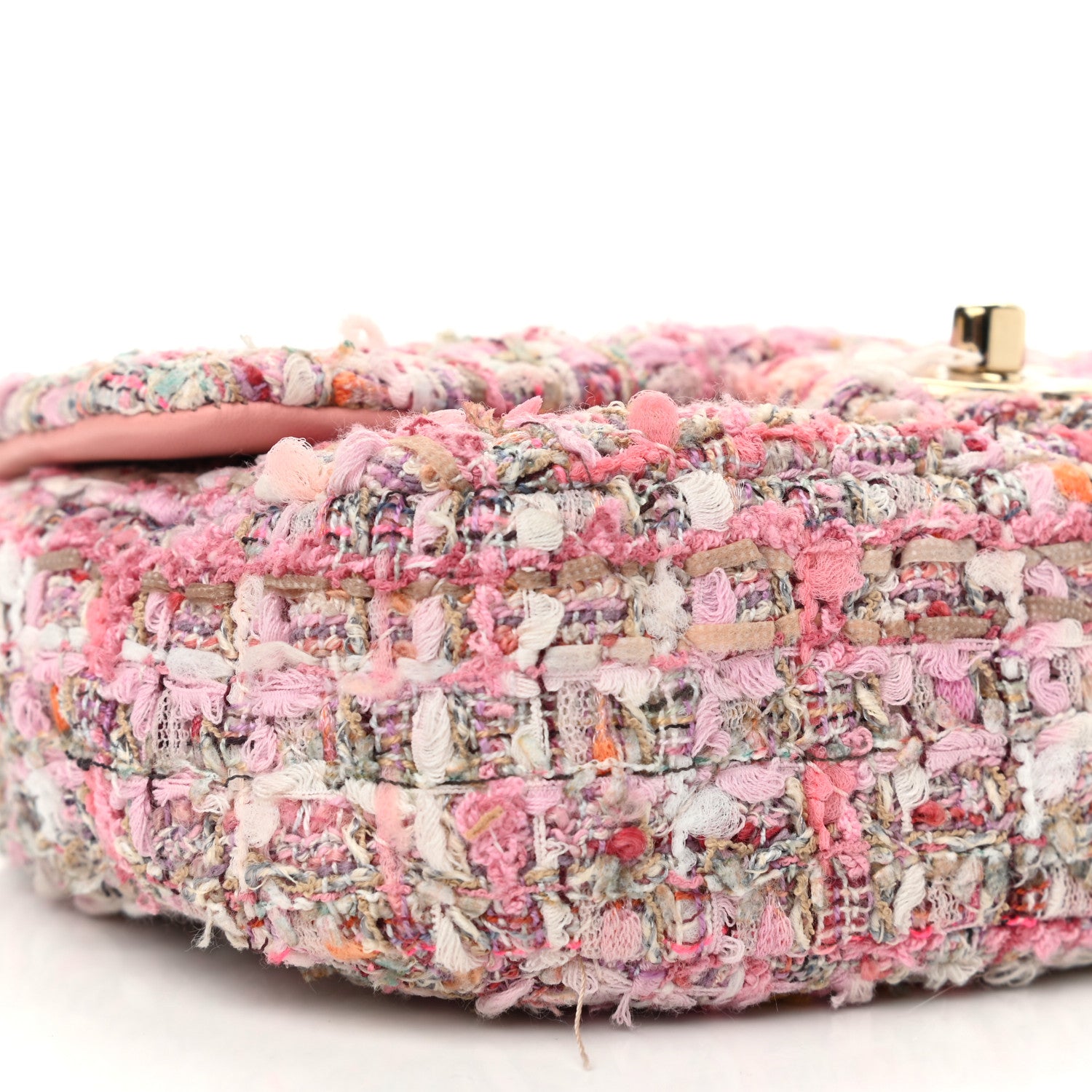 Chanel Tweed Mini Pearl Handle Flap Pink Beige Orange Ecru 9 of 10