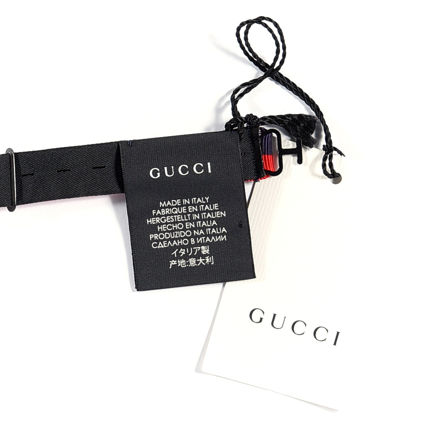 Gucci Grosgrain Web Feline Neck Bow Blue Red 3 of 4