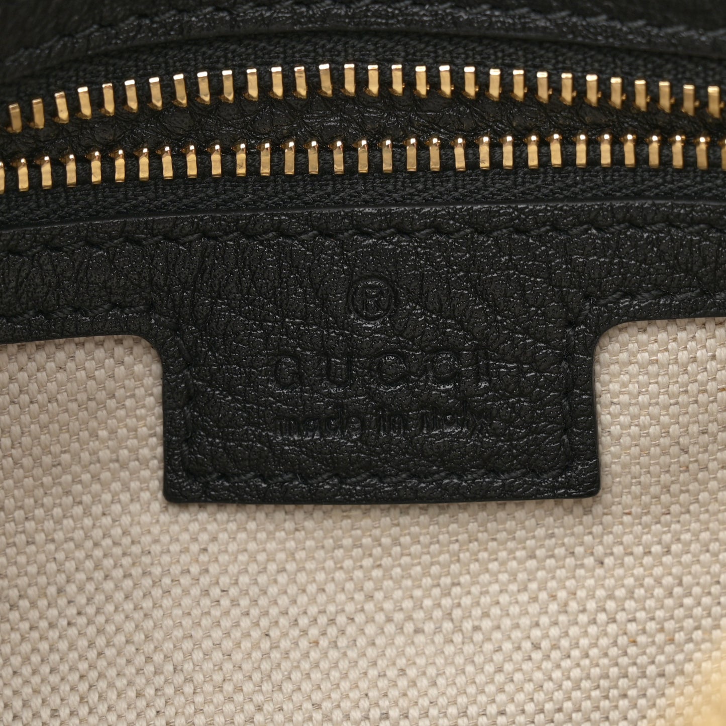 GG Grainy Calfskin Emblem Small Half Moon Shoulder Bag Black