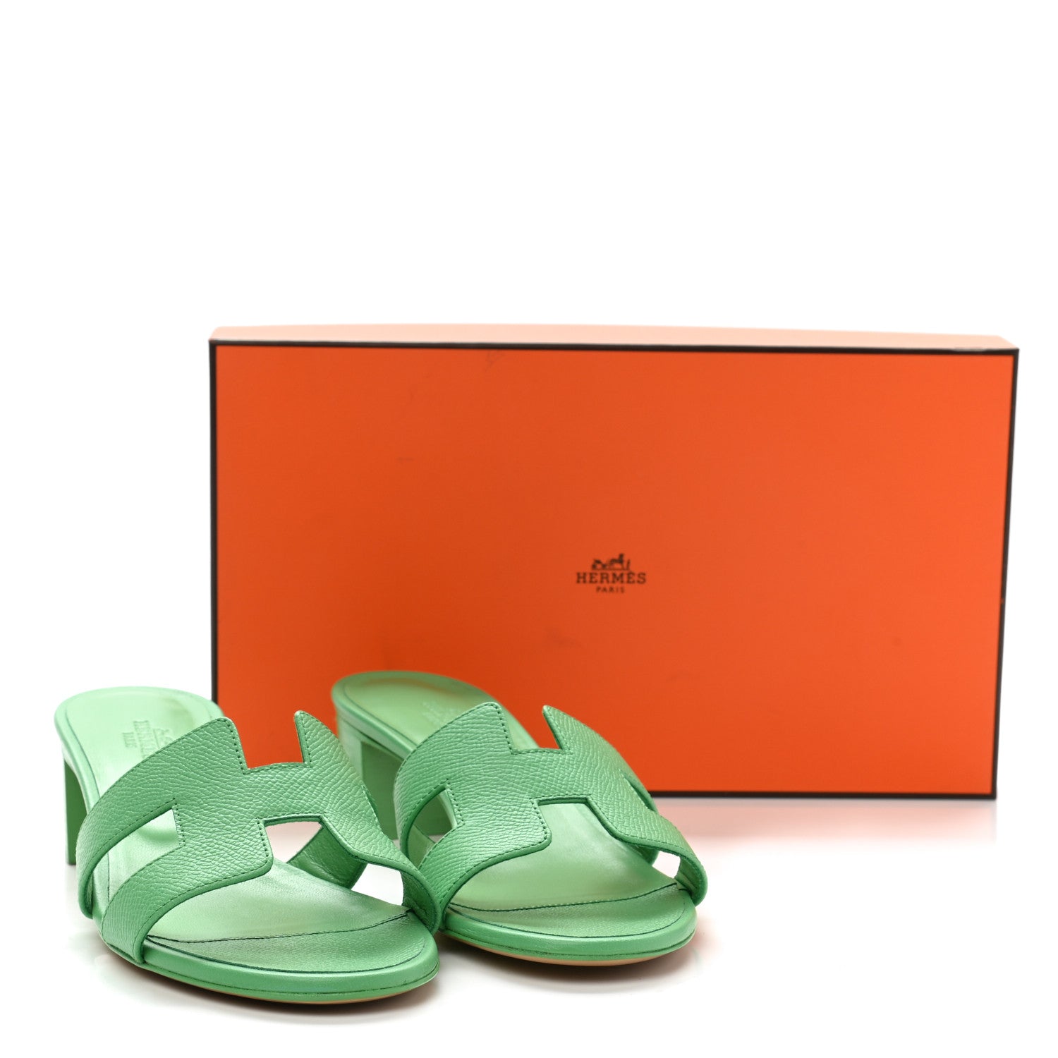 Hermes Epsom Oasis Sandals 37 Vert Pomme 9 of 9