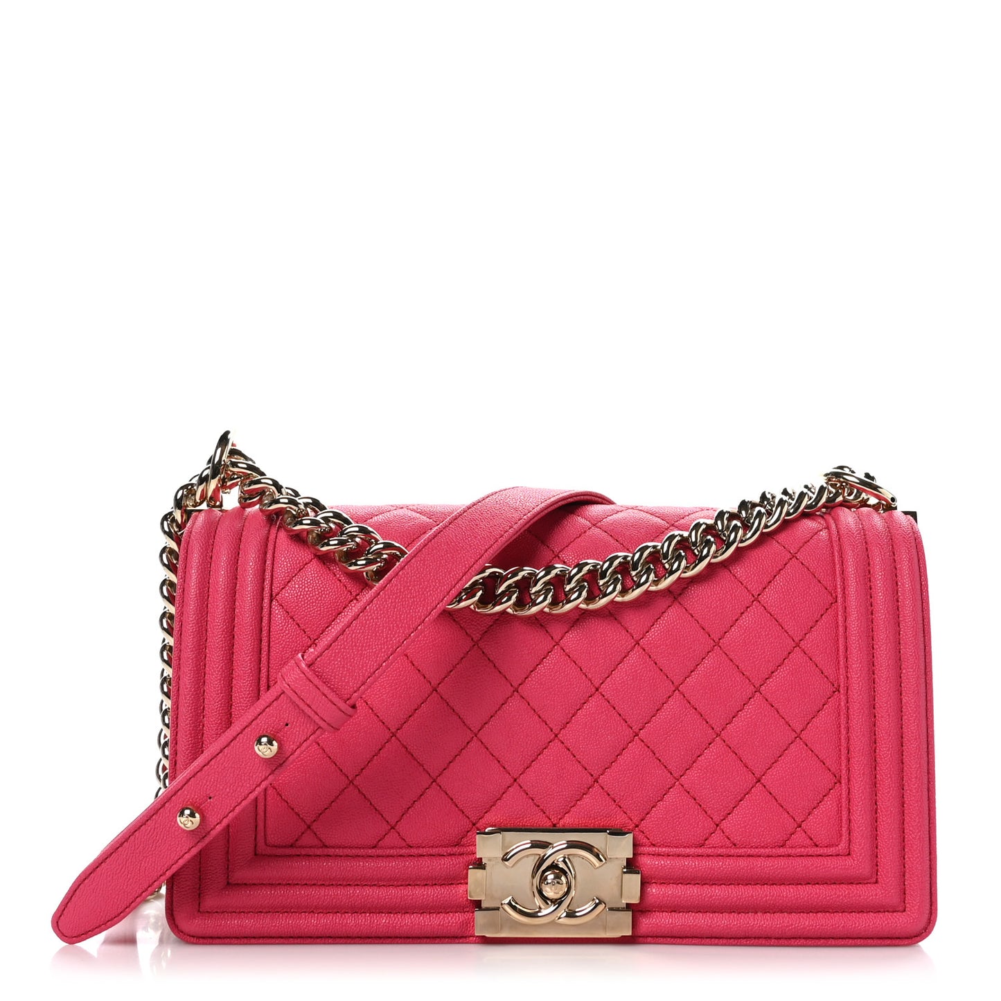 Caviar Quilted Medium Boy Flap Dark Pink