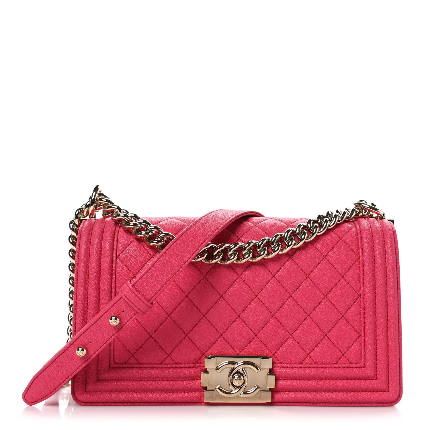 Chanel Caviar Quilted Medium Boy Flap Dark Pink 1 of 10