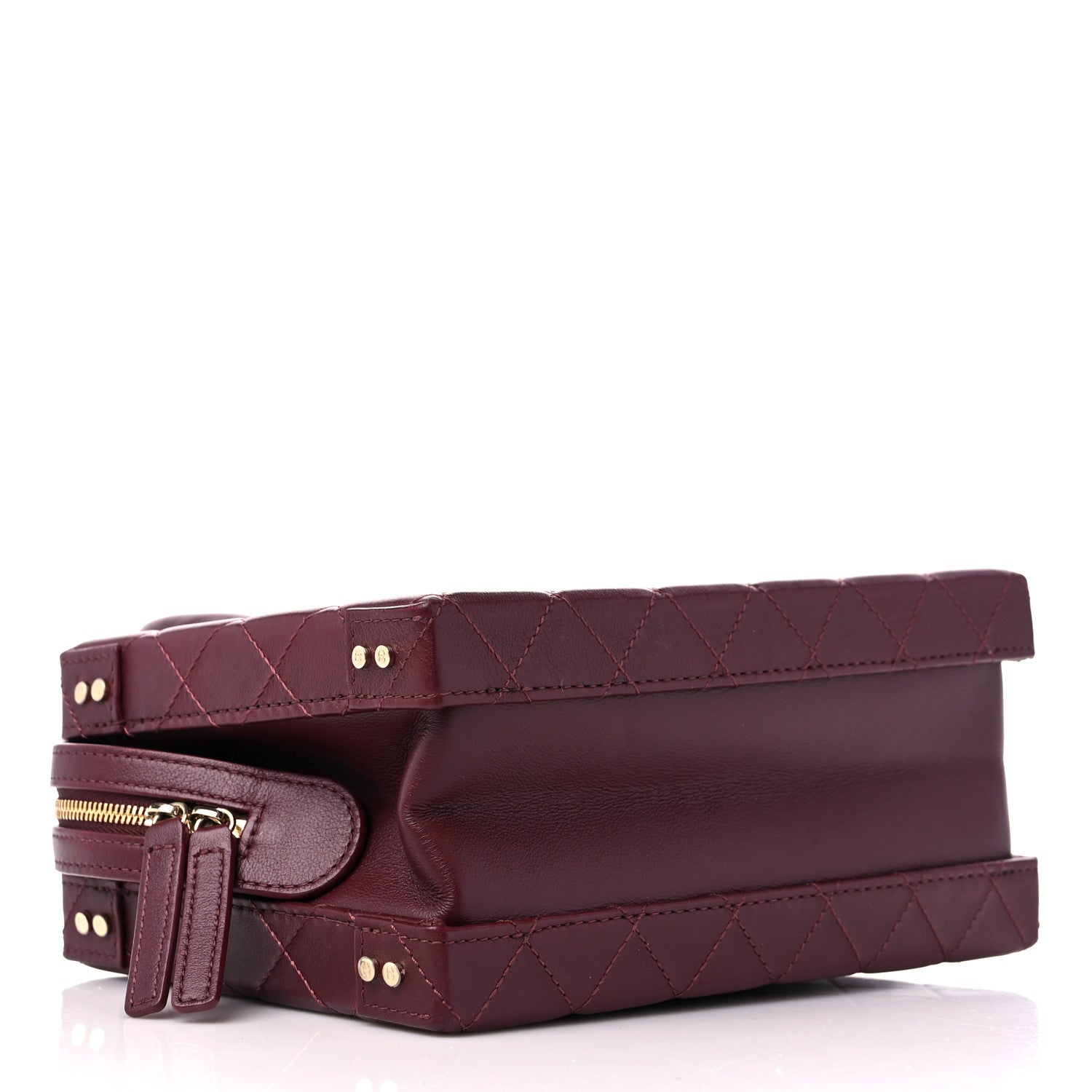 Chanel Calfskin Quilted Studded Square Vanity Case Burgundy 4 of 12