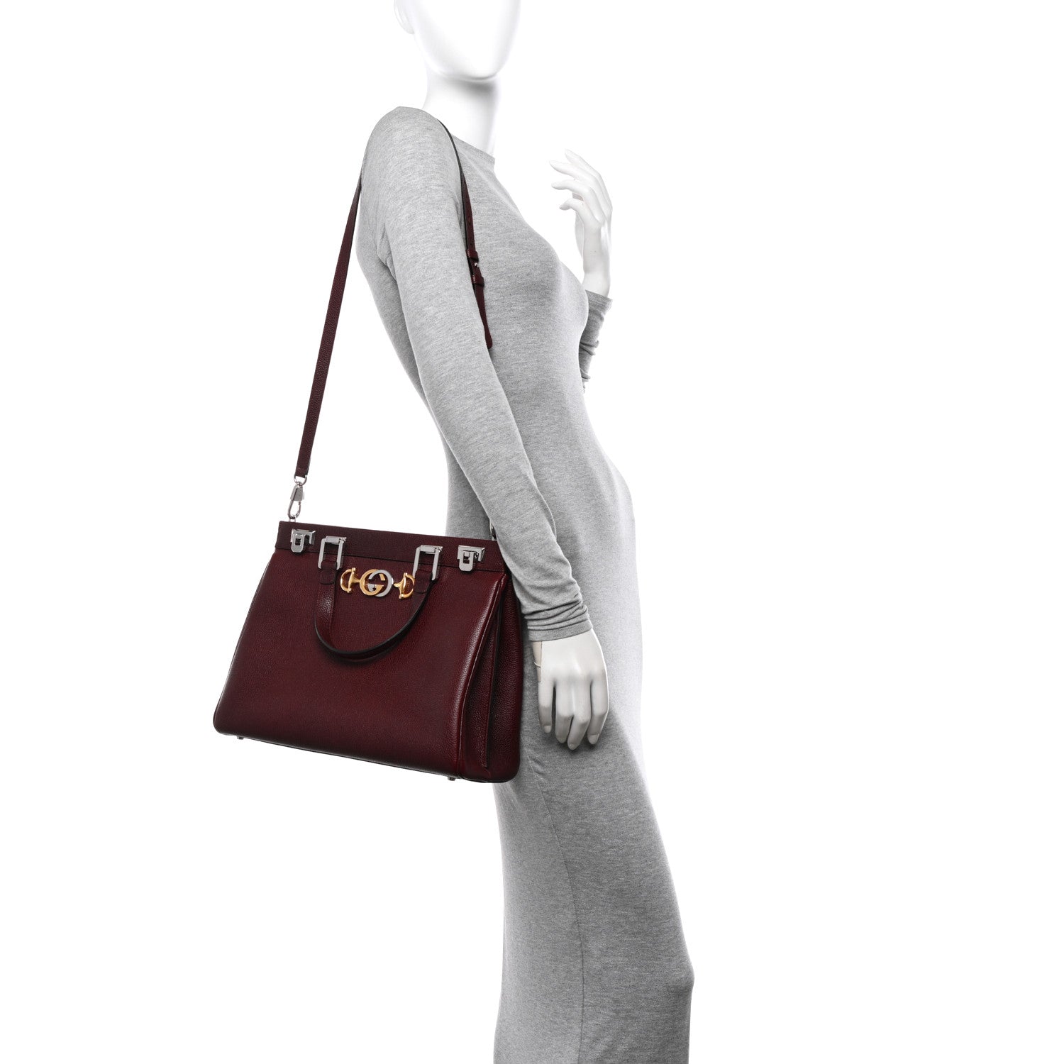 Gucci Grainy Calfskin Medium Zumi Top Handle Bag Vintage Bordeaux 2 of 12