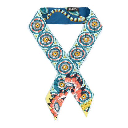 Hermes Silk The Savana Dance Twilly Turquoise Petrole Jaune 1 of 6