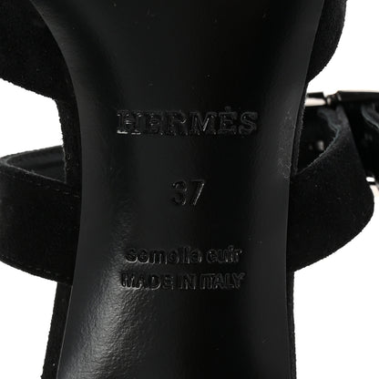 Hermes Suede Goatskin Blink Mules 37 Black 7 of 10