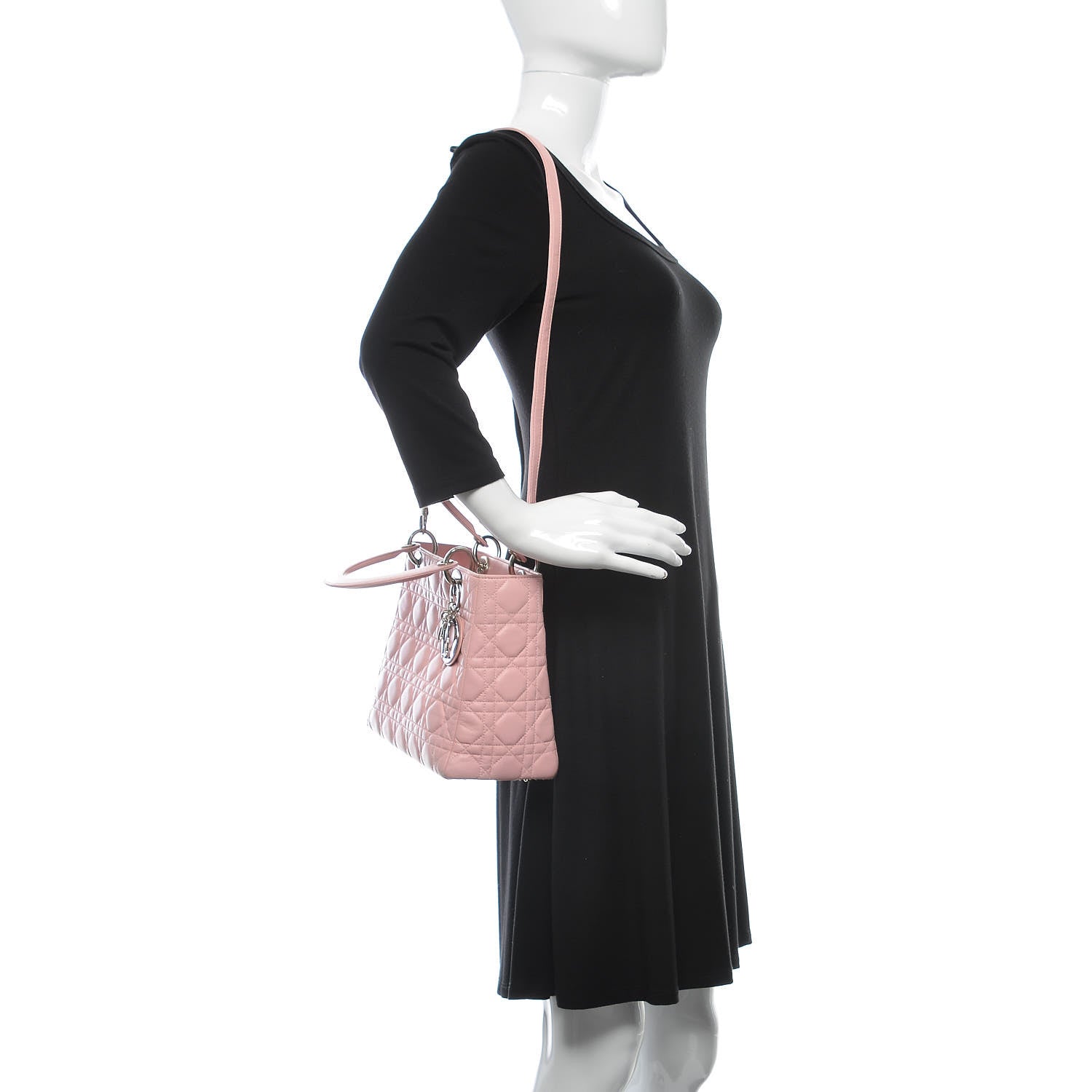 Christian Dior Lambskin Cannage Medium Lady Dior Rose Clair 2 of 17