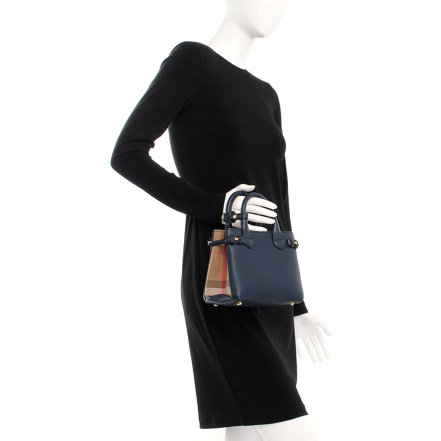 Grainy Calfskin House Check Baby Banner Tote Ink Blue