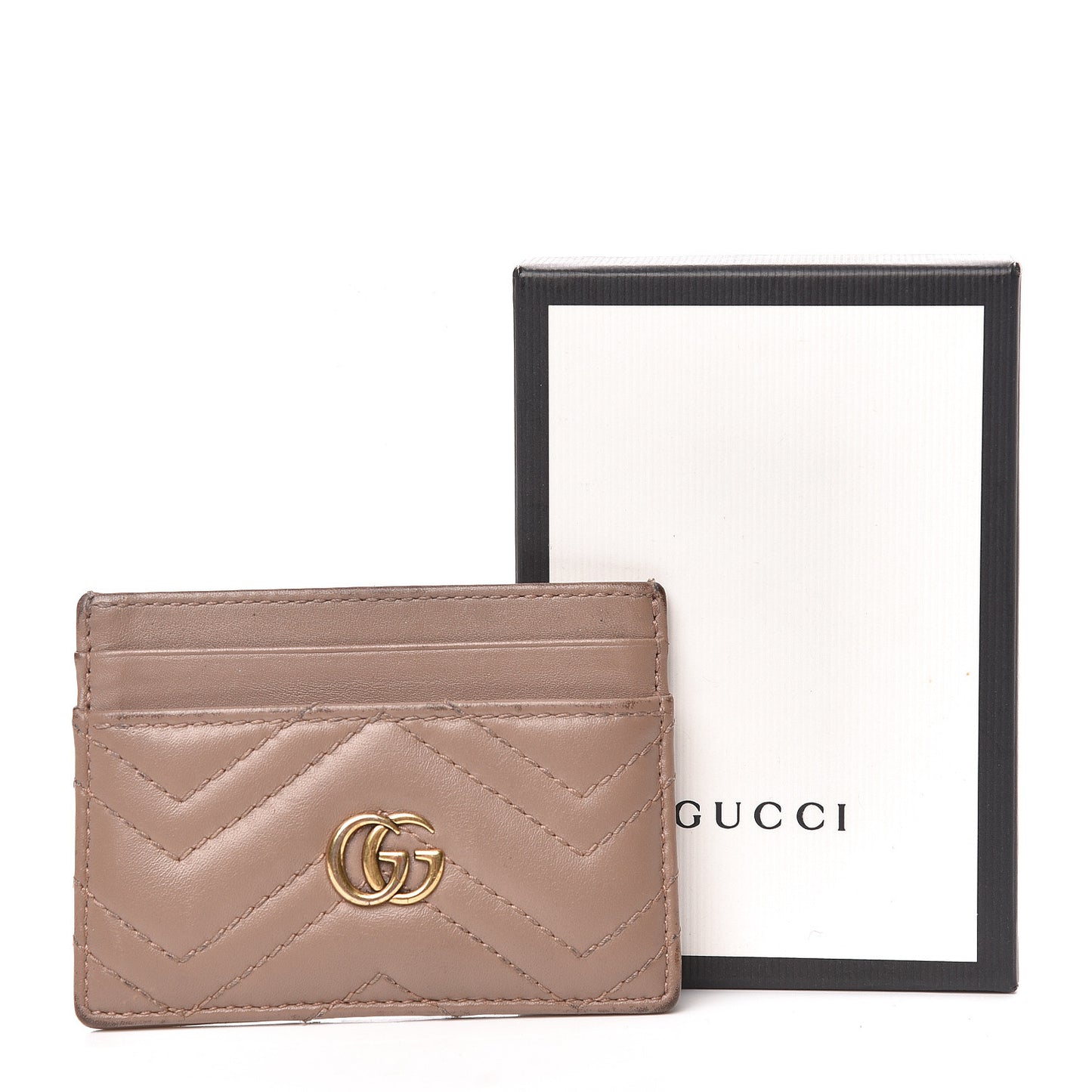 Calfskin Matelasse GG Marmont Card Holder Porcelain Rose