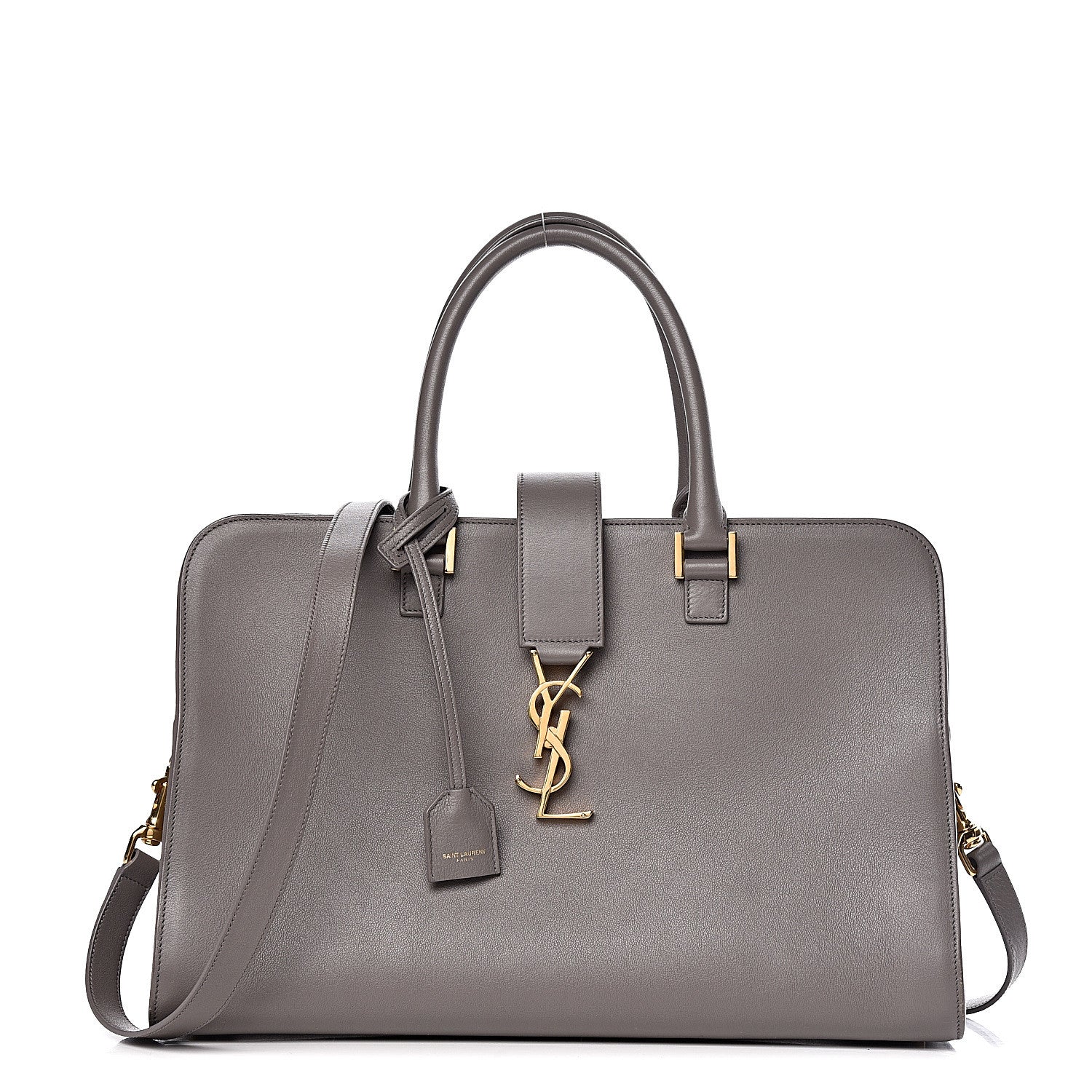 Saint Laurent Smooth Calfskin Medium Monogram Cabas Fog 1 of 17