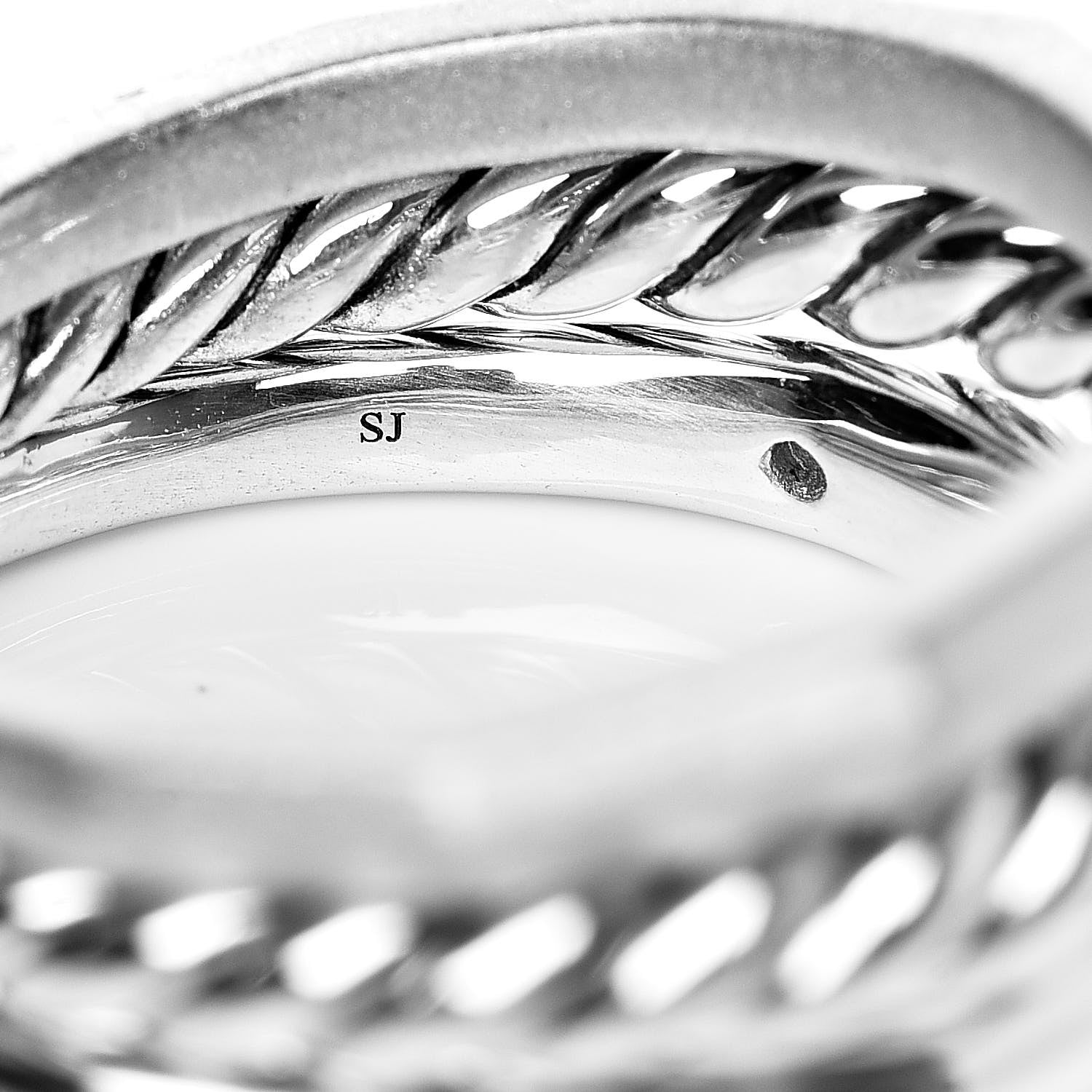 David Yurman Sterling Silver Diamond 9mm Stax Narrow Ring 52 6 4 of 5