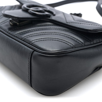Gucci Calfskin Matelasse Monochrome Mini GG Marmont Shoulder Bag Black 8 of 8