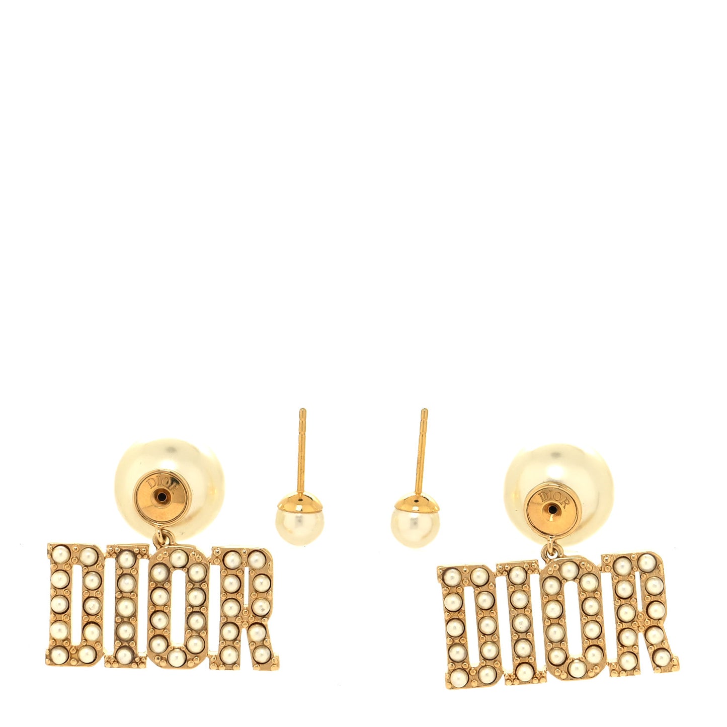 Metal Pearl Tribal Drop Earrings Gold