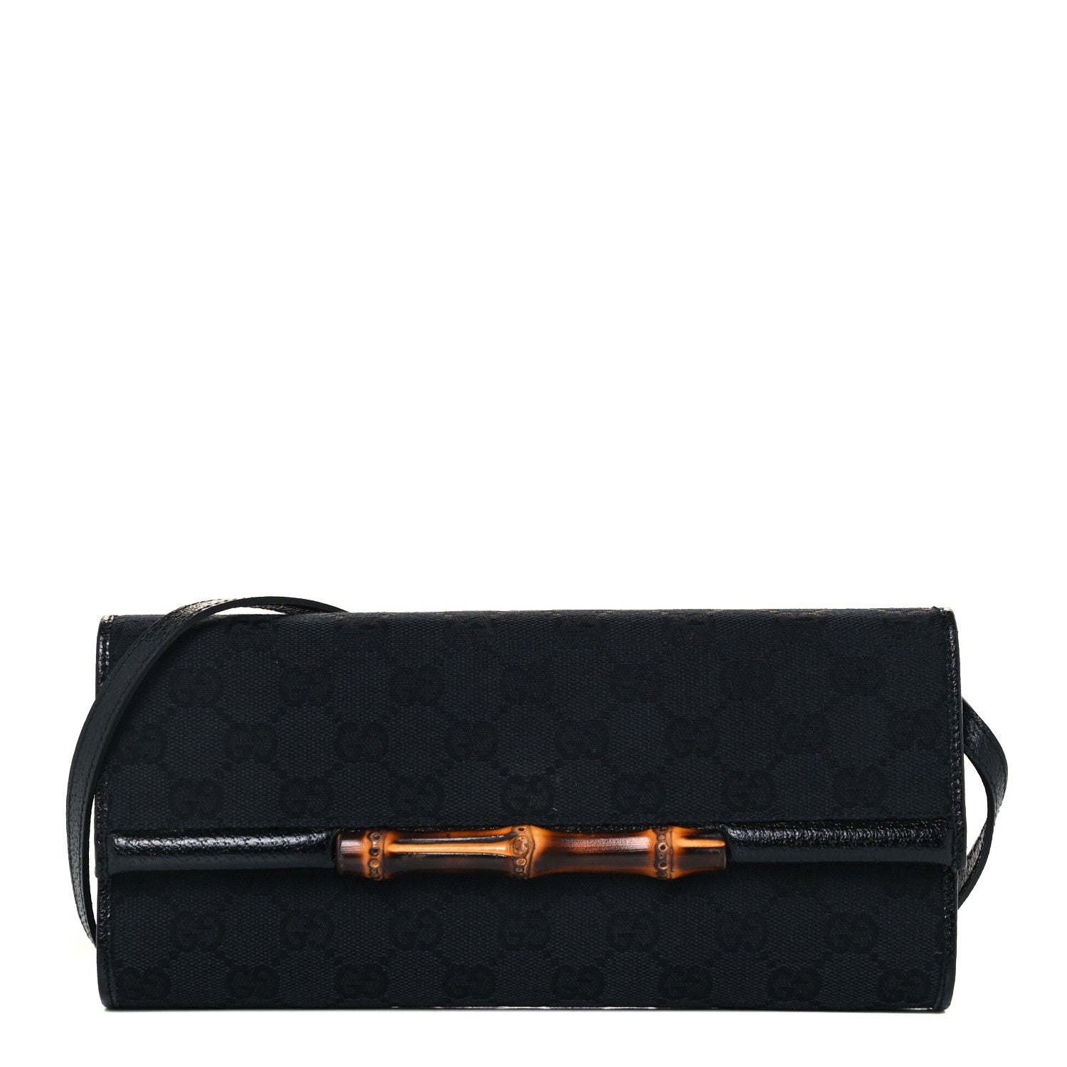 Gucci Monogram Bamboo Bar Clutch Black 1 of 12