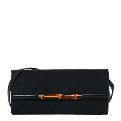 Gucci Monogram Bamboo Bar Clutch Black 1 of 12