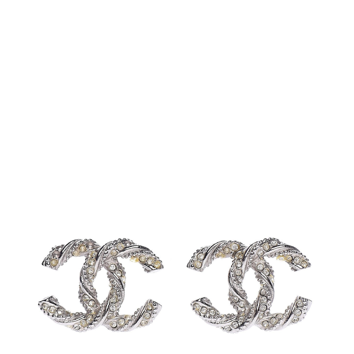 Crystal CC Twisted Earrings Silver