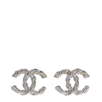 Chanel Crystal CC Twisted Earrings Silver 1 of 7