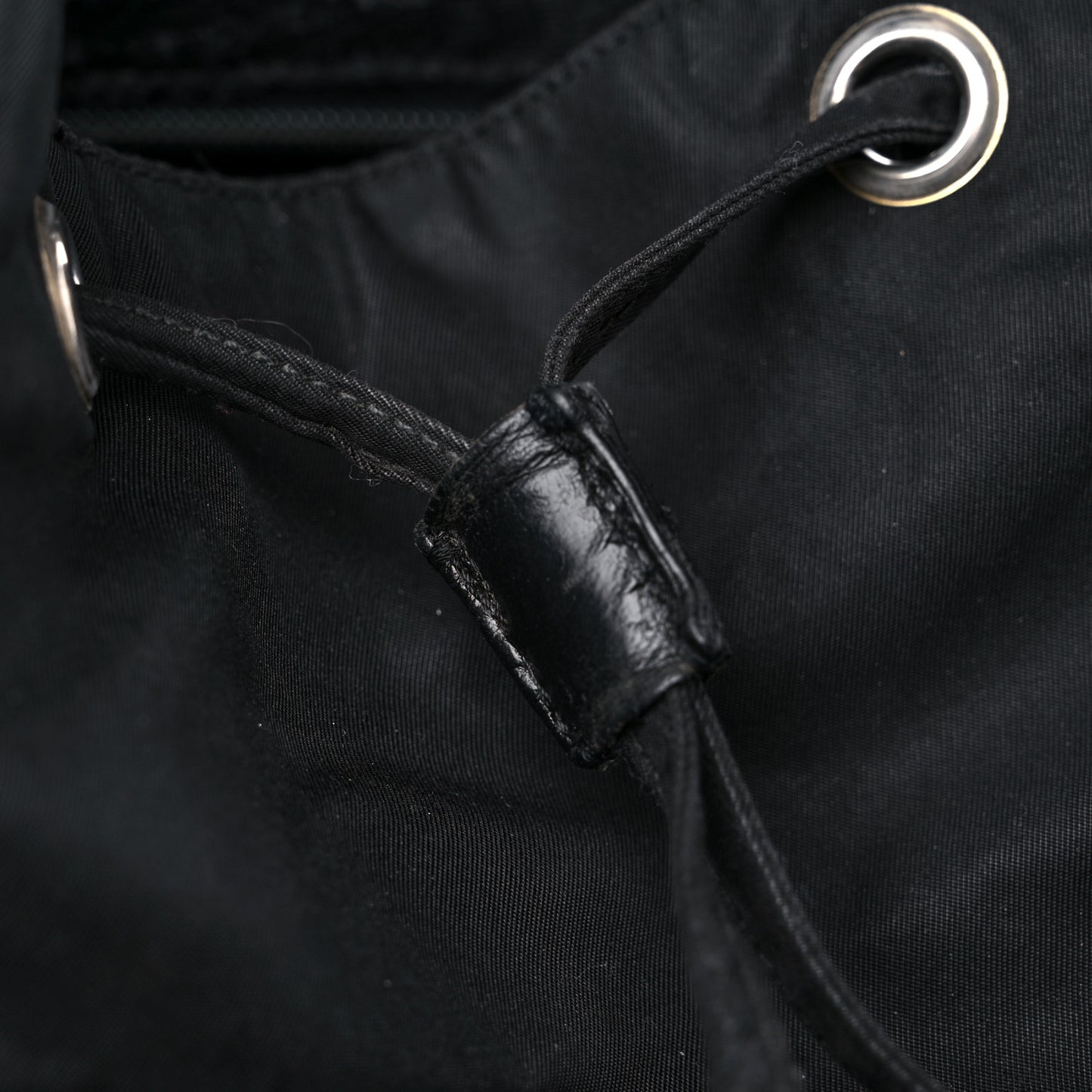 Tessuto Nylon Crocodile Embossed Calfskin Cinch Backpack Black