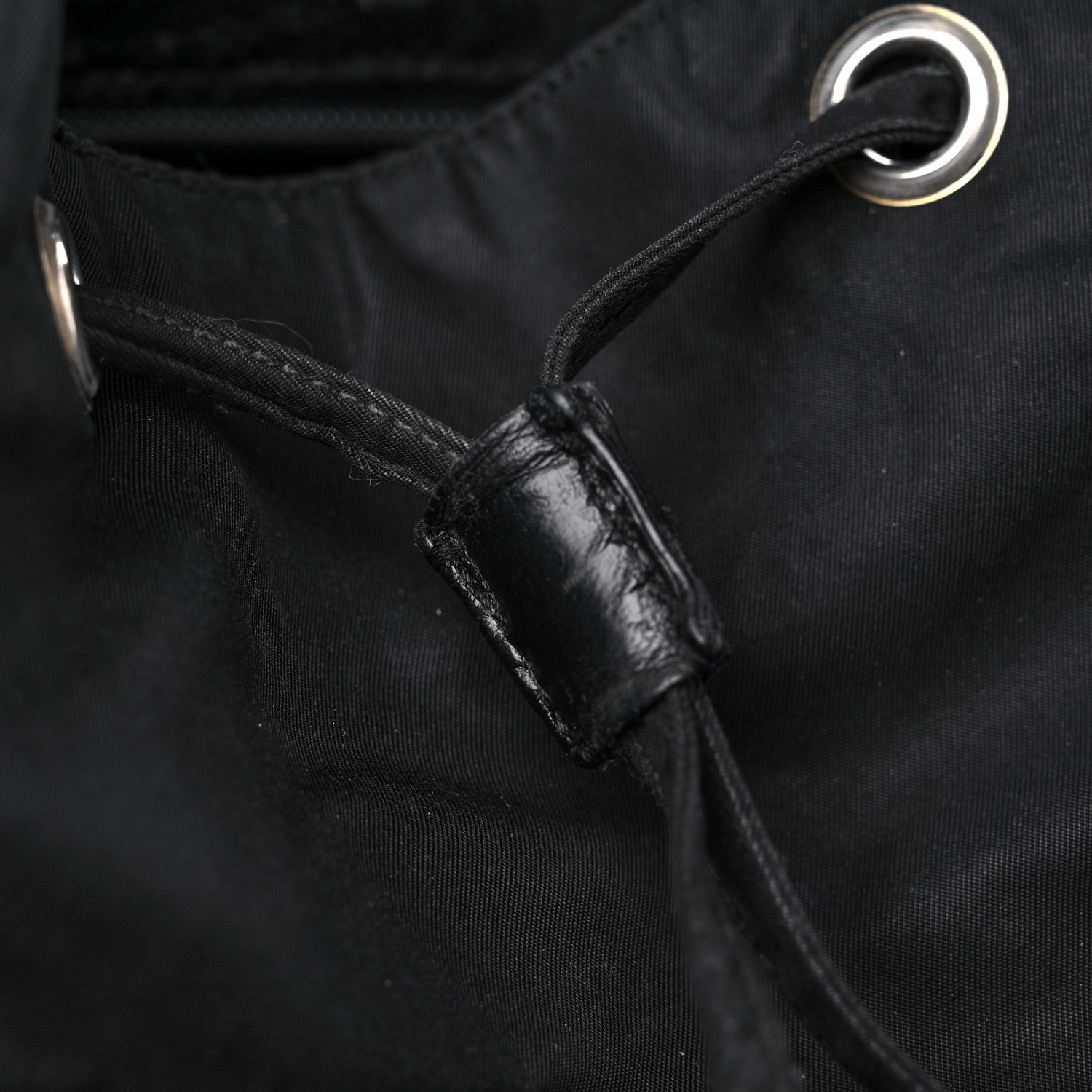 Prada Tessuto Nylon Crocodile Embossed Calfskin Cinch Backpack Black 19 of 28