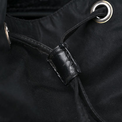 Prada Tessuto Nylon Crocodile Embossed Calfskin Cinch Backpack Black 19 of 28