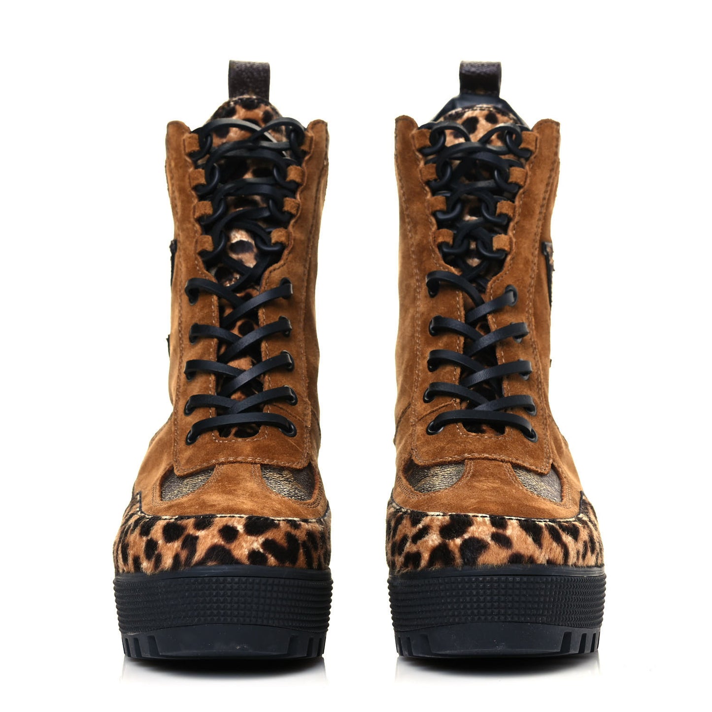 Suede Calfskin Monogram Laureate Platform Desert Boots 37.5 Cognac