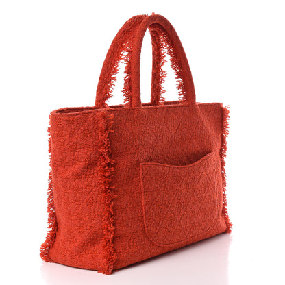 Chanel Wool Tweed Large Zipped Shopping Tote Red 3 of 10