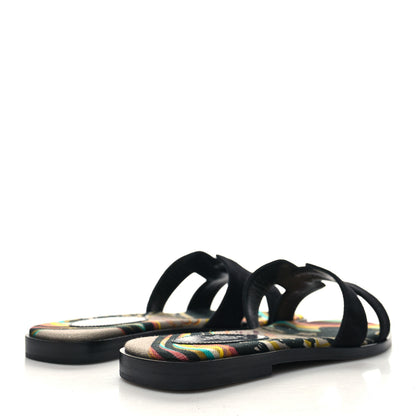 Hermes Suede Goatskin Oran Sandals 35.5 Black 4 of 9