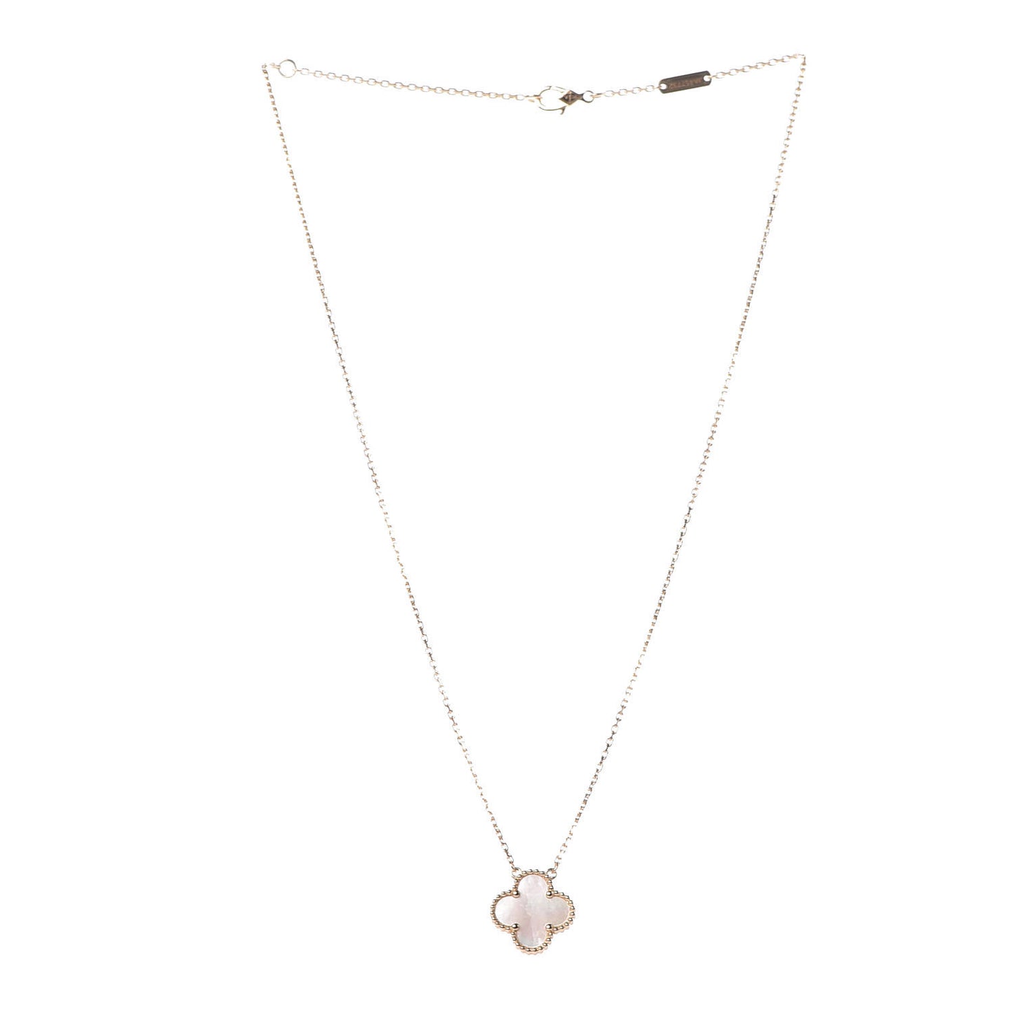 18K Yellow Gold Mother of Pearl Vintage Alhambra Pendant Necklace