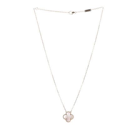 Van Cleef & Arpels 18K Yellow Gold Mother of Pearl Vintage Alhambra Pendant Necklace 3 of 8