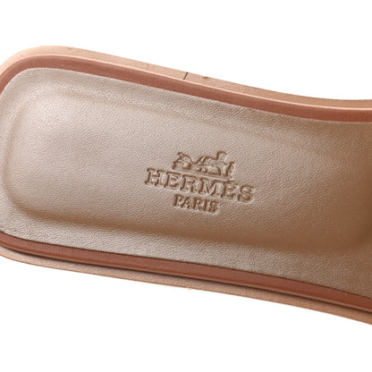 Hermes Box Calfskin Oran Sandals 38 Gold 6 of 8