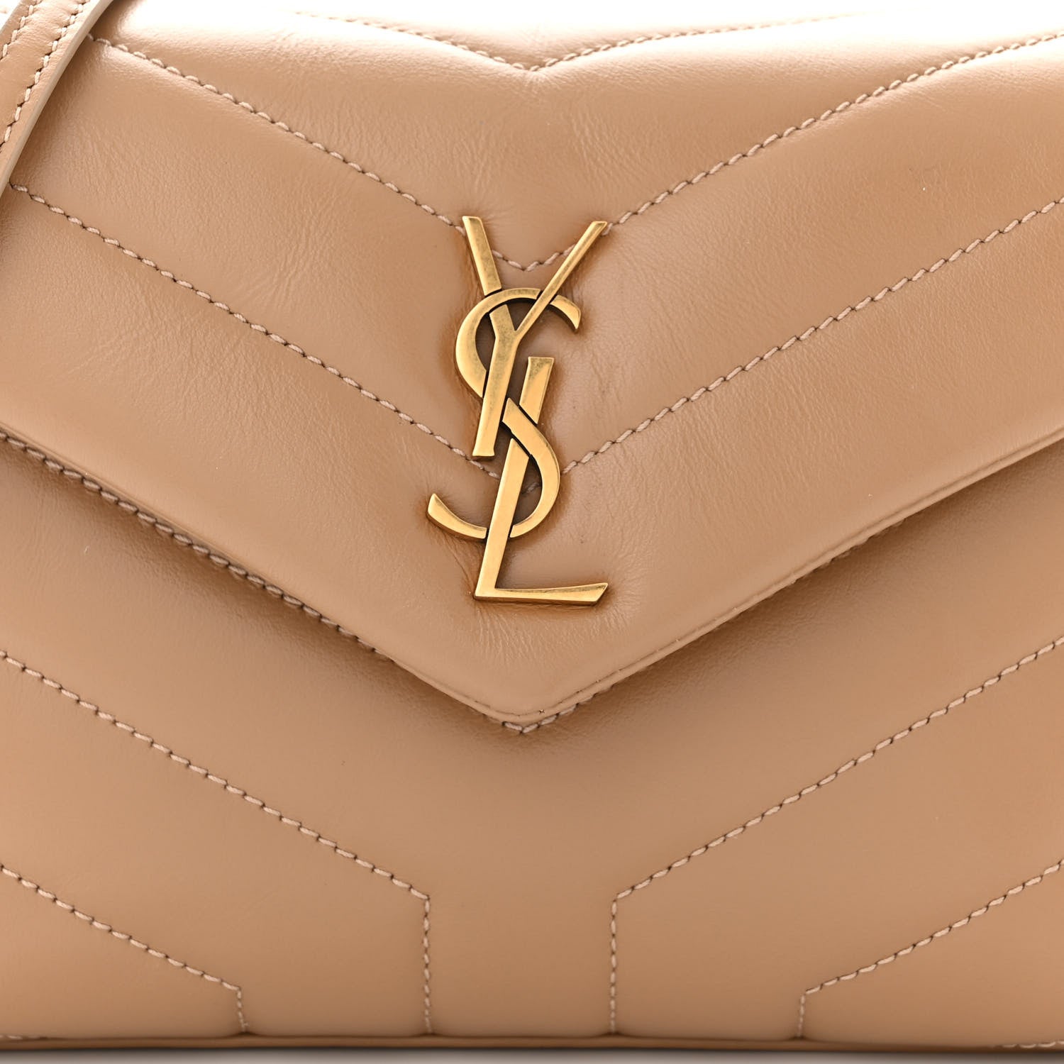 Saint Laurent Calfskin Y Quilted Monogram Toy Loulou Crossbody Bag Latte 8 of 10