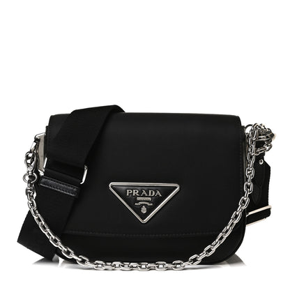 Prada Nylon Calfskin Identity Shoulder Bag Black 1 of 14