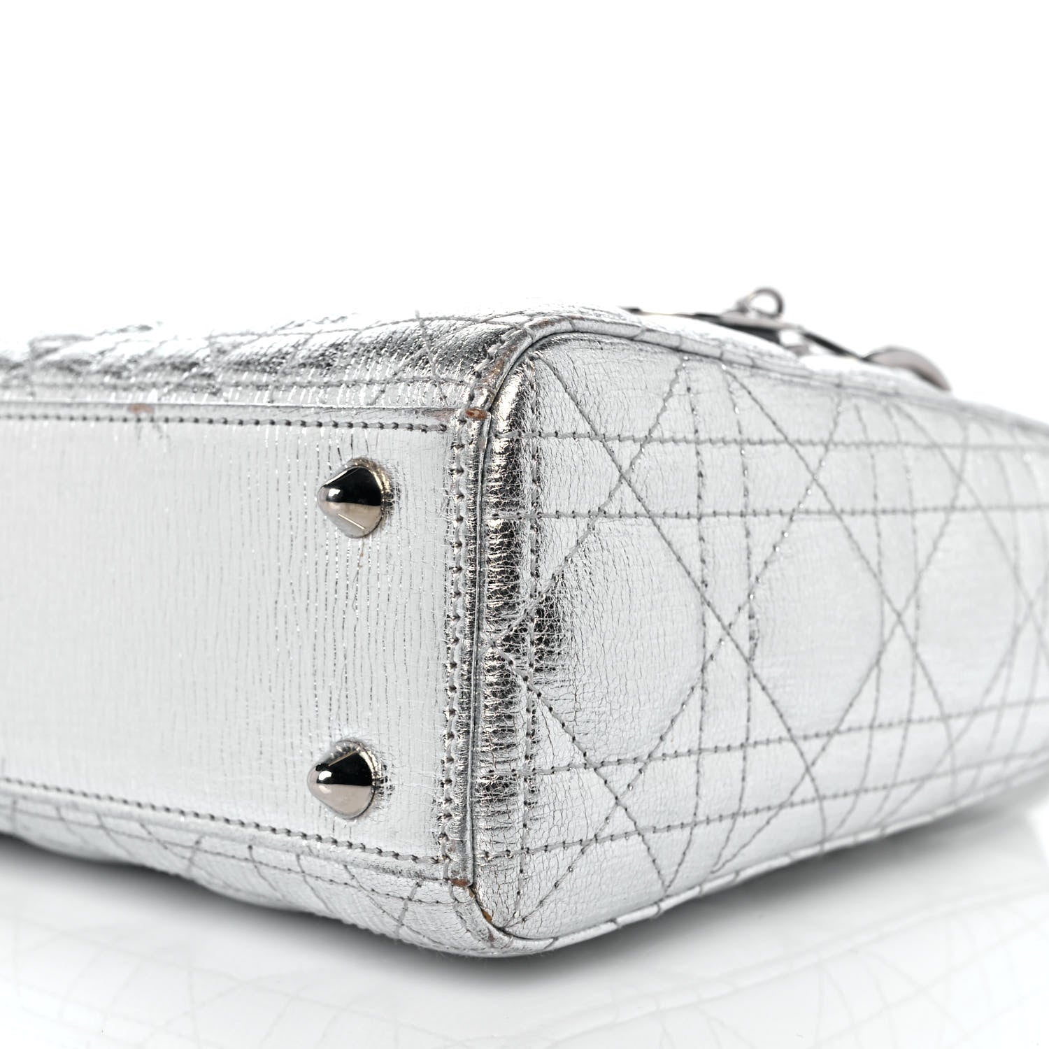 Christian Dior Metallic Grained Calfskin Cannage Small Lucky Badges My Lady Dior Silver 8 of 9