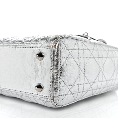 Christian Dior Metallic Grained Calfskin Cannage Small Lucky Badges My Lady Dior Silver 8 of 9